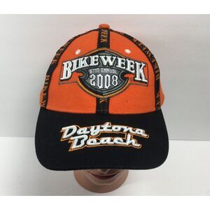 Daytona Beach‎ Bike Week 2008 Hat 67th Annual Motorcycle Cap Black Orange Adjust